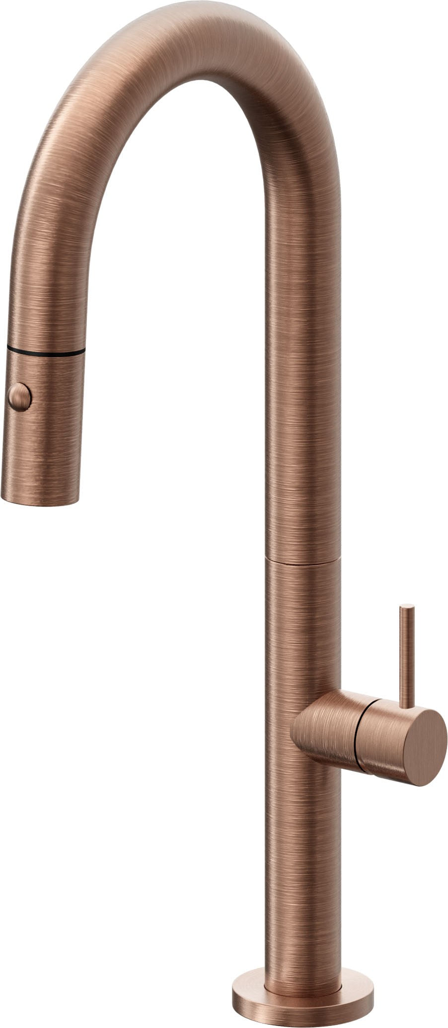 California Faucets Poetto Llave de Bar/Preparacion Extraible Contemporanea con Rociador de Boton - Cobre Antiguo Mate