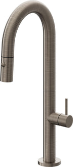 California Faucets Poetto Llave de Bar/Preparacion Extraible Contemporanea con Rociador de Boton - Níquel Antiguo Mate