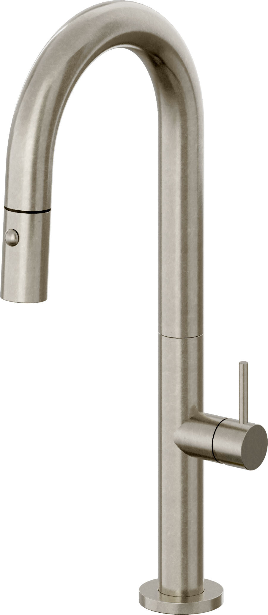 California Faucets Poetto Llave de Bar/Preparacion Extraible Contemporanea con Rociador de Boton - Níquel Bruñido