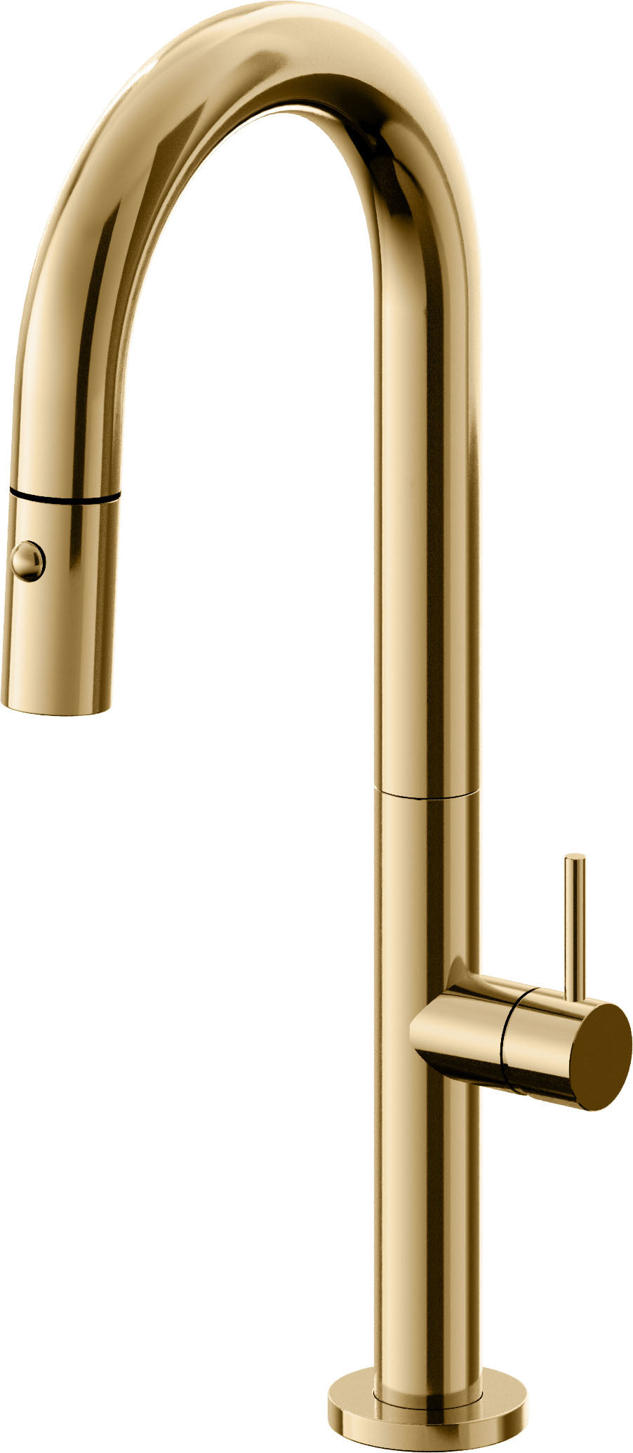 California Faucets Poetto Llave de Bar/Preparacion Extraible Contemporanea con Rociador de Boton - Oro Francés