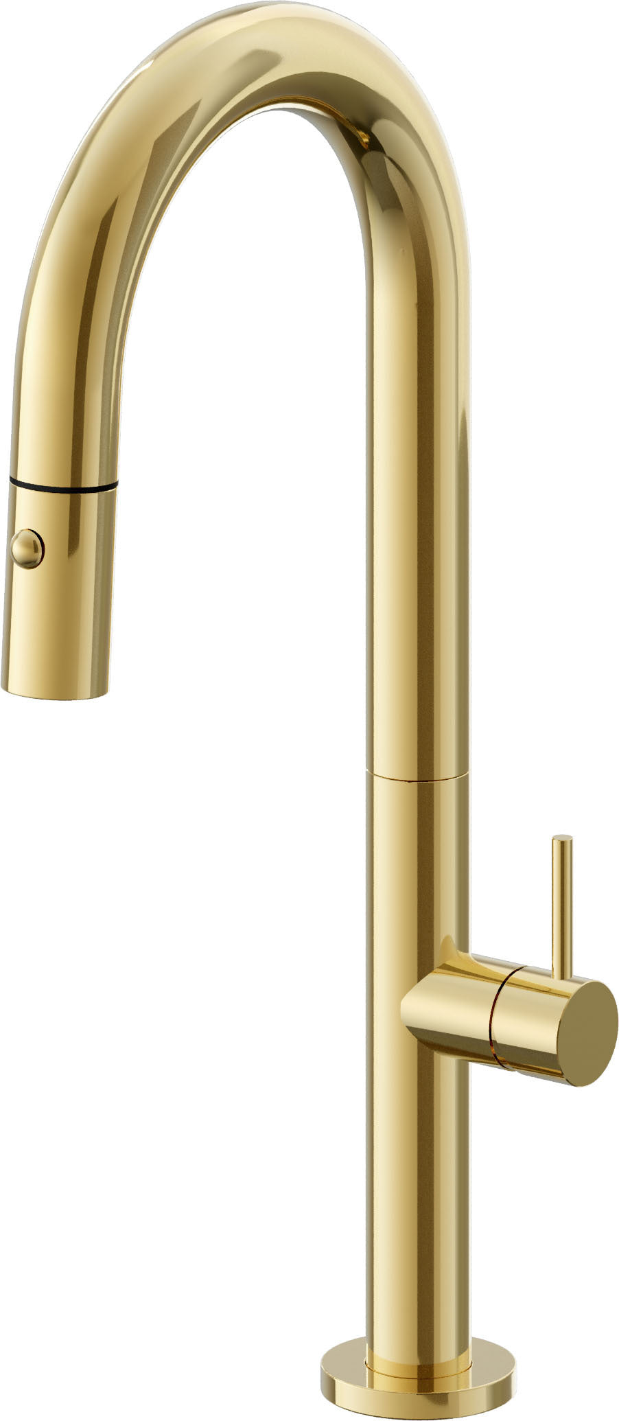 California Faucets Poetto Llave de Bar/Preparacion Extraible Contemporanea con Rociador de Boton - Oro Pulido de por Vida