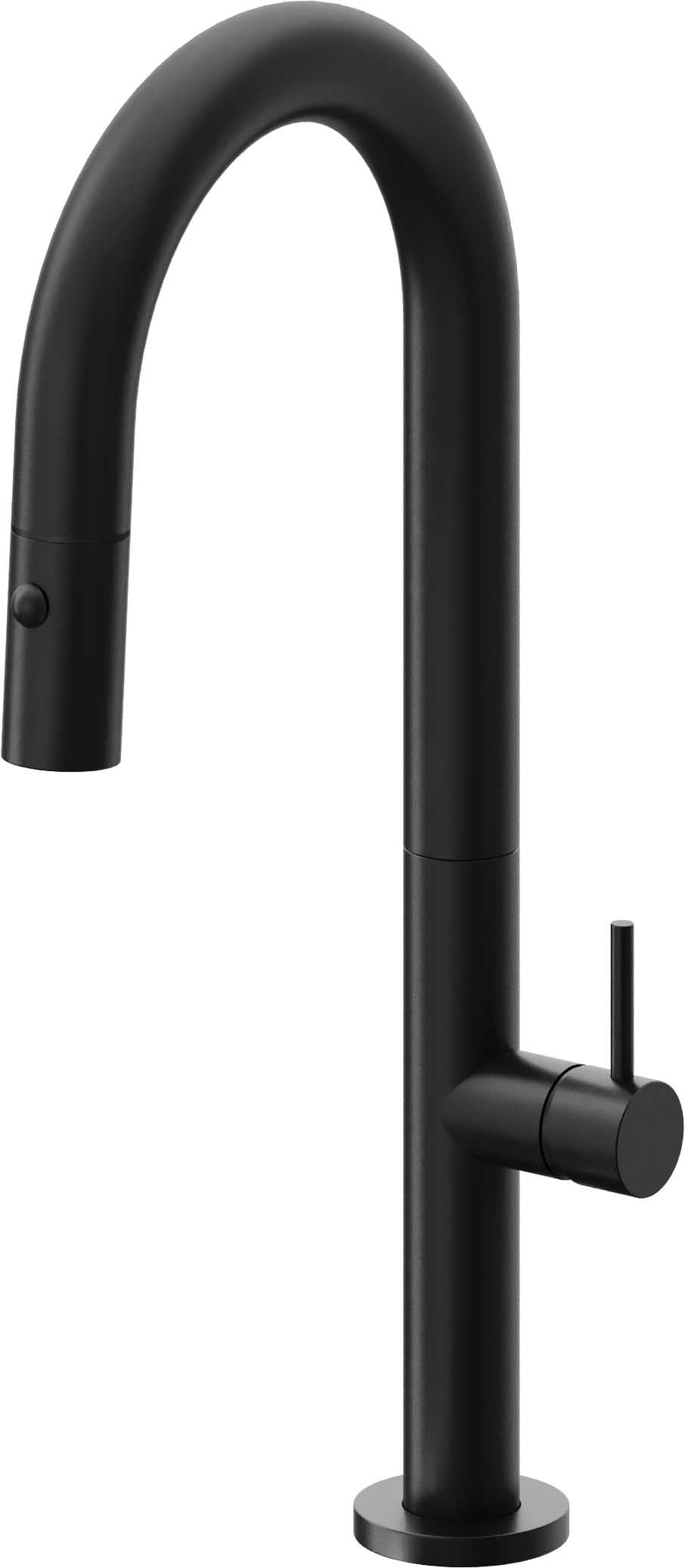 California Faucets Poetto Llave de Bar/Preparacion Extraible Contemporanea con Rociador de Boton - Negro Mate