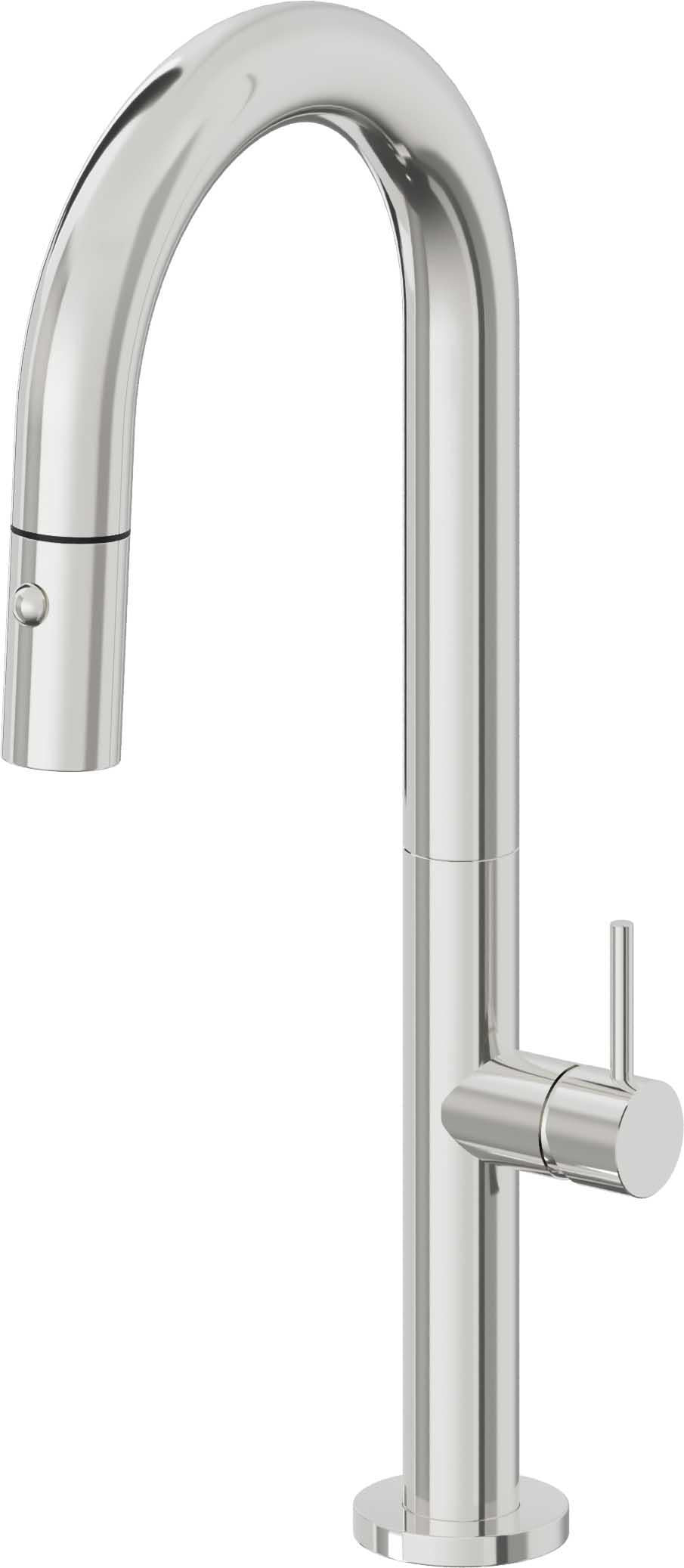 California Faucets Poetto Llave de Bar/Preparacion Extraible Contemporanea con Rociador de Boton - Cromo Pulido
