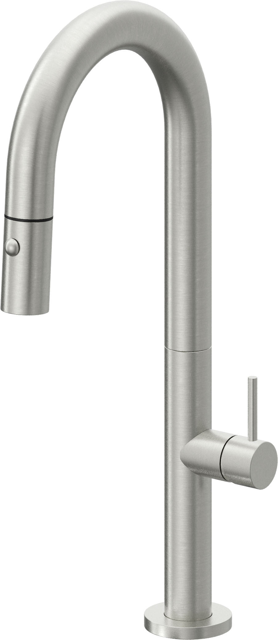California Faucets Poetto Llave de Bar/Preparacion Extraible Contemporanea con Rociador de Boton - Cromo Satinado
