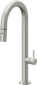California Faucets Poetto Llave de Bar/Preparacion Extraible Contemporanea con Rociador de Boton - Cromo Satinado