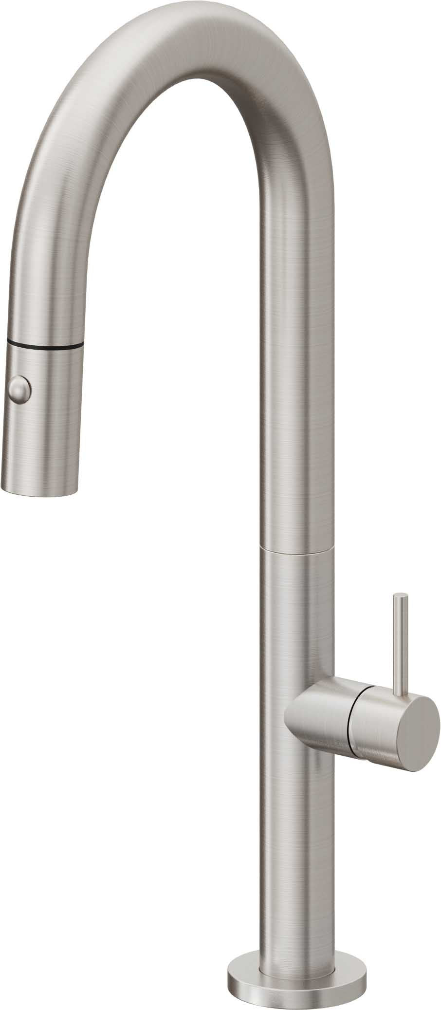 California Faucets Poetto Llave de Bar/Preparacion Extraible Contemporanea con Rociador de Boton - Acero Inoxidable Ultra