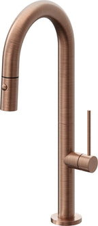California Faucets Poetto Llave de Bar/Preparacion Extraible Contemporanea con Rociador de Boton - Cobre Antiguo Mate