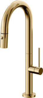 California Faucets Poetto Llave de Bar/Preparacion Extraible Contemporanea con Rociador de Boton - Oro Francés