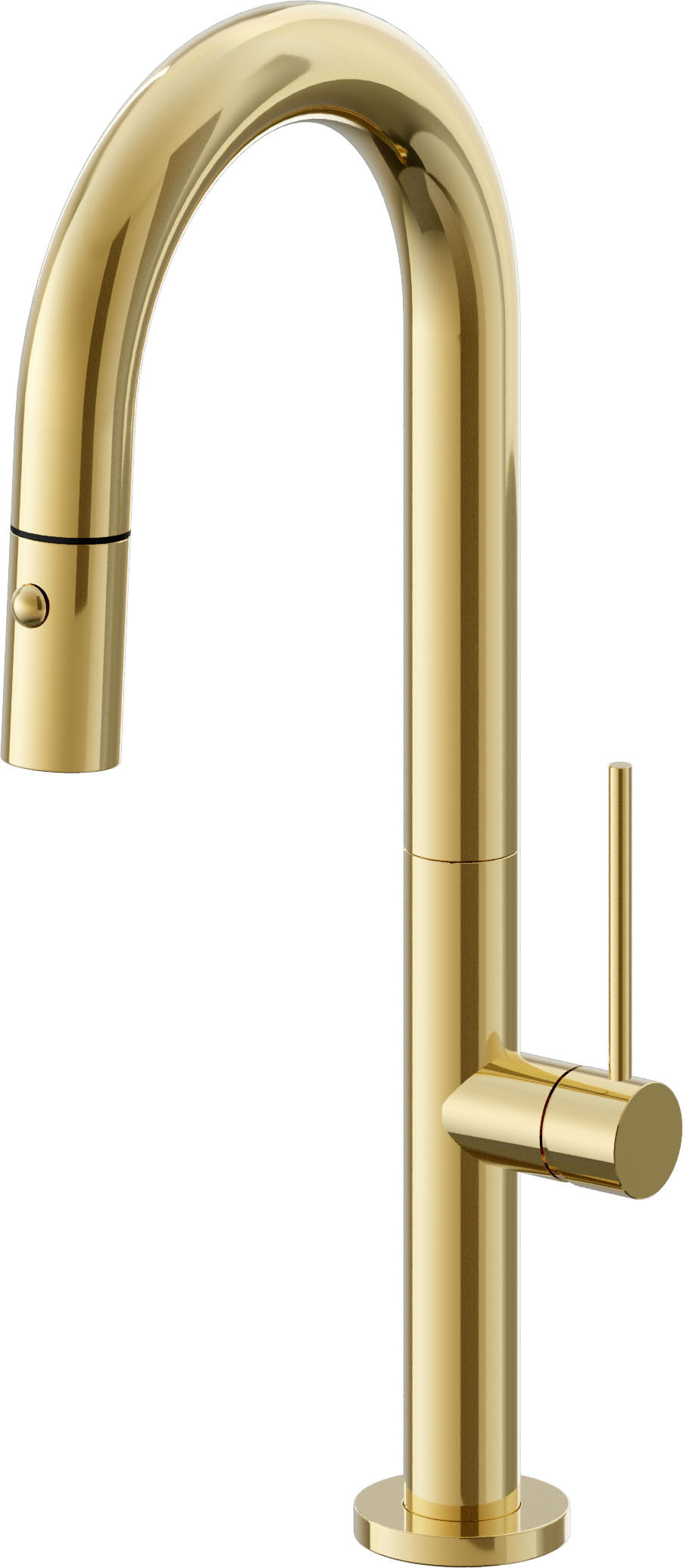 California Faucets Poetto Llave de Bar/Preparacion Extraible Contemporanea con Rociador de Boton - Oro Pulido de por Vida