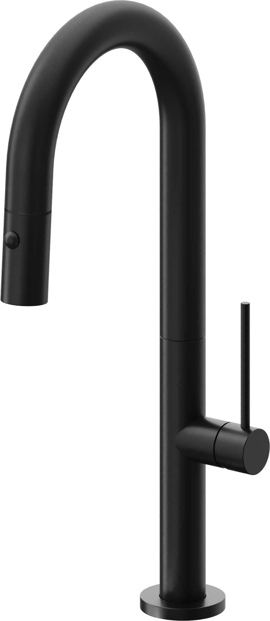 California Faucets Poetto Llave de Bar/Preparacion Extraible Contemporanea con Rociador de Boton - Negro Mate
