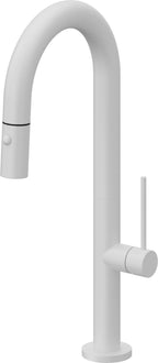 California Faucets Poetto Llave de Bar/Preparacion Extraible Contemporanea con Rociador de Boton - Blanco Mate