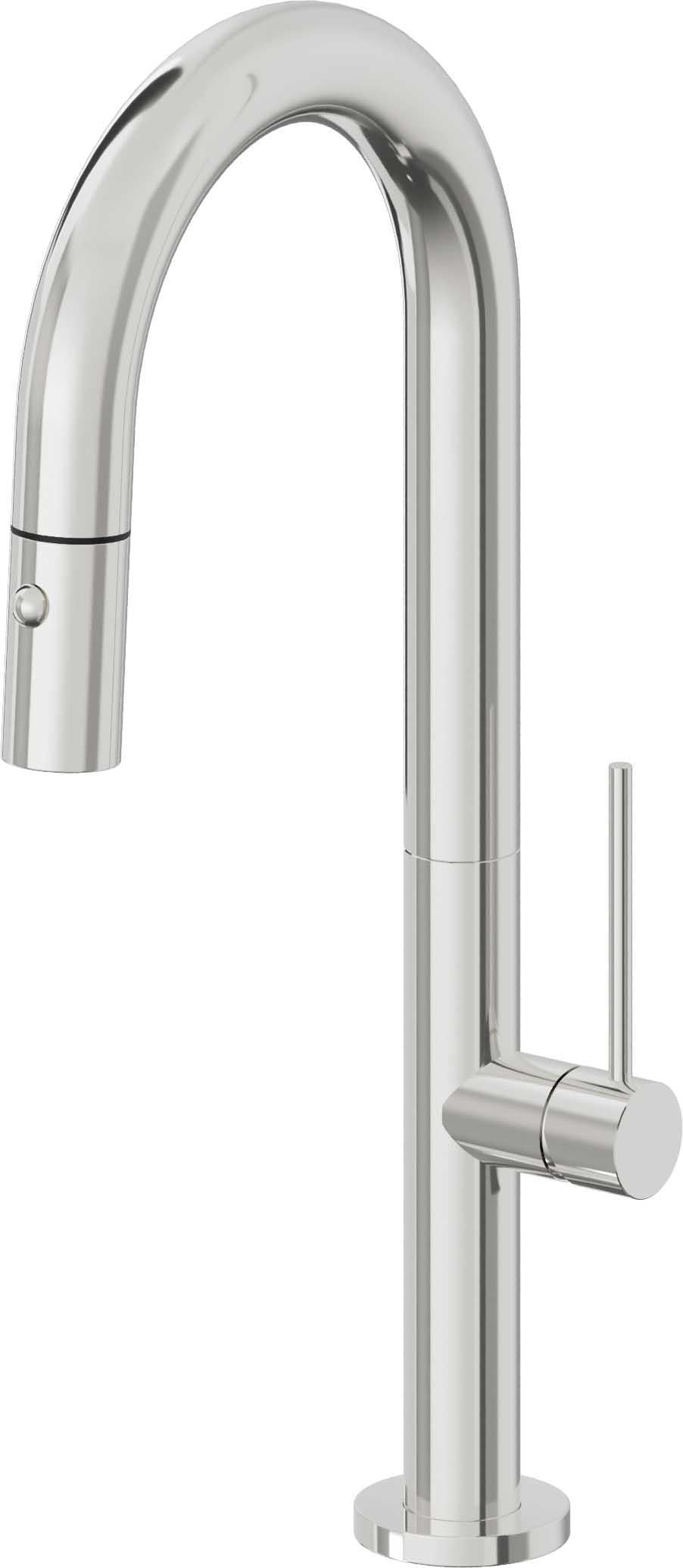 California Faucets Poetto Llave de Bar/Preparacion Extraible Contemporanea con Rociador de Boton - Cromo Pulido