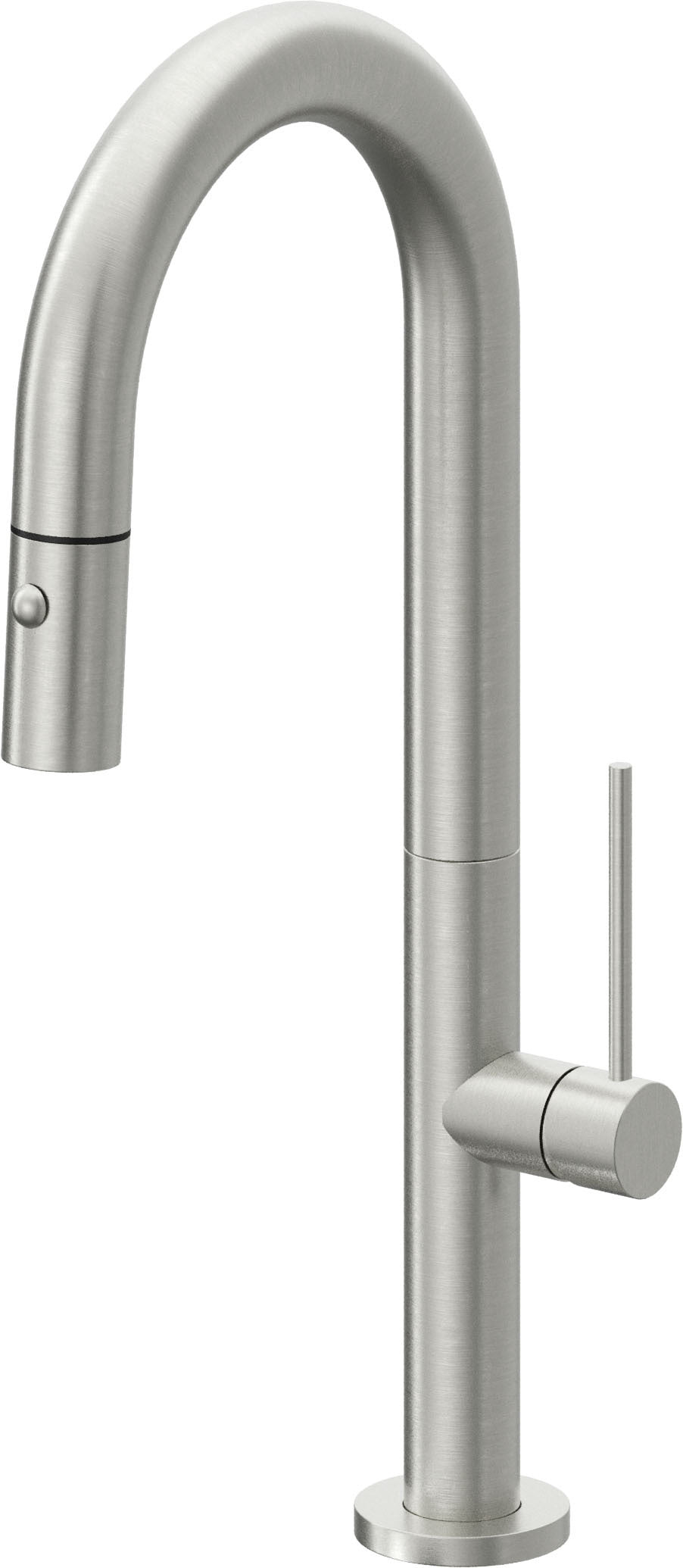 California Faucets Poetto Llave de Bar/Preparacion Extraible Contemporanea con Rociador de Boton - Cromo Satinado