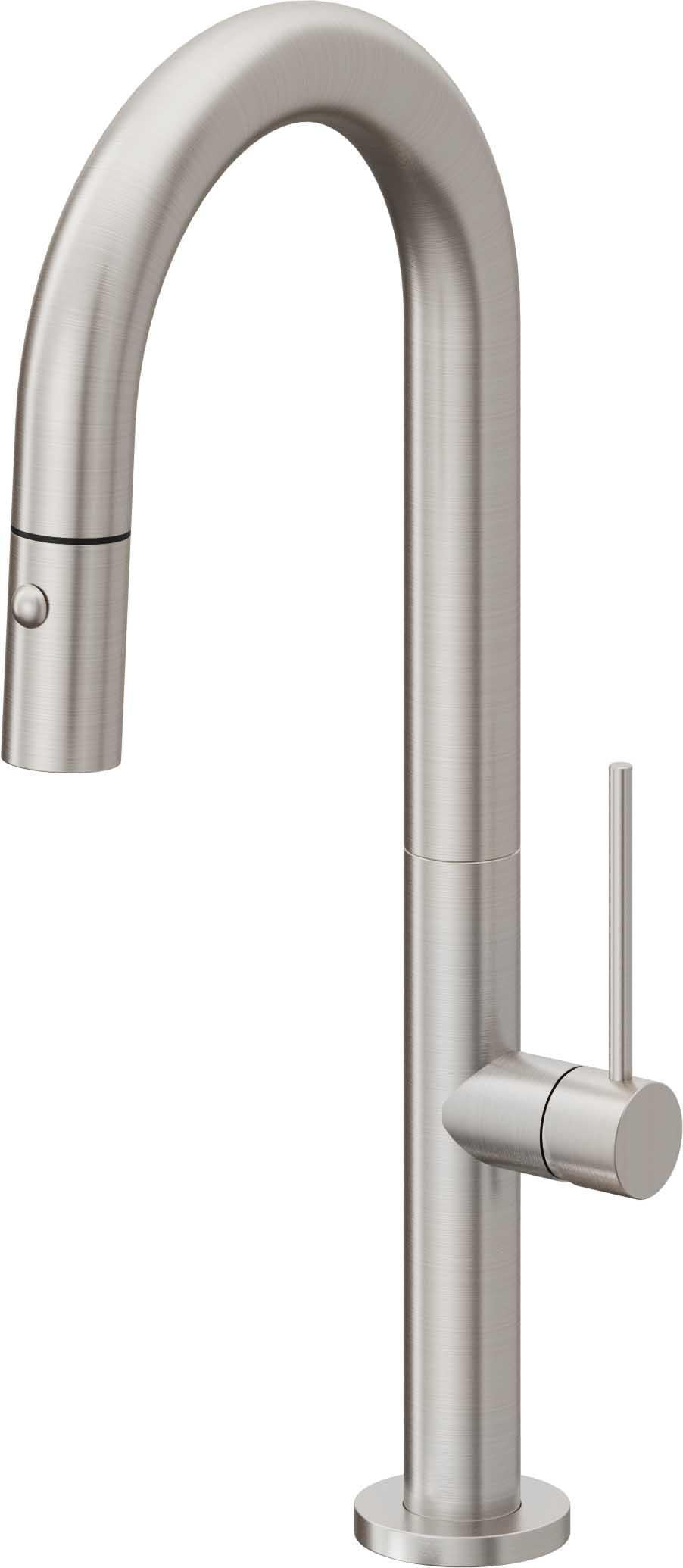 California Faucets Poetto Llave de Bar/Preparacion Extraible Contemporanea con Rociador de Boton - Acero Inoxidable Ultra