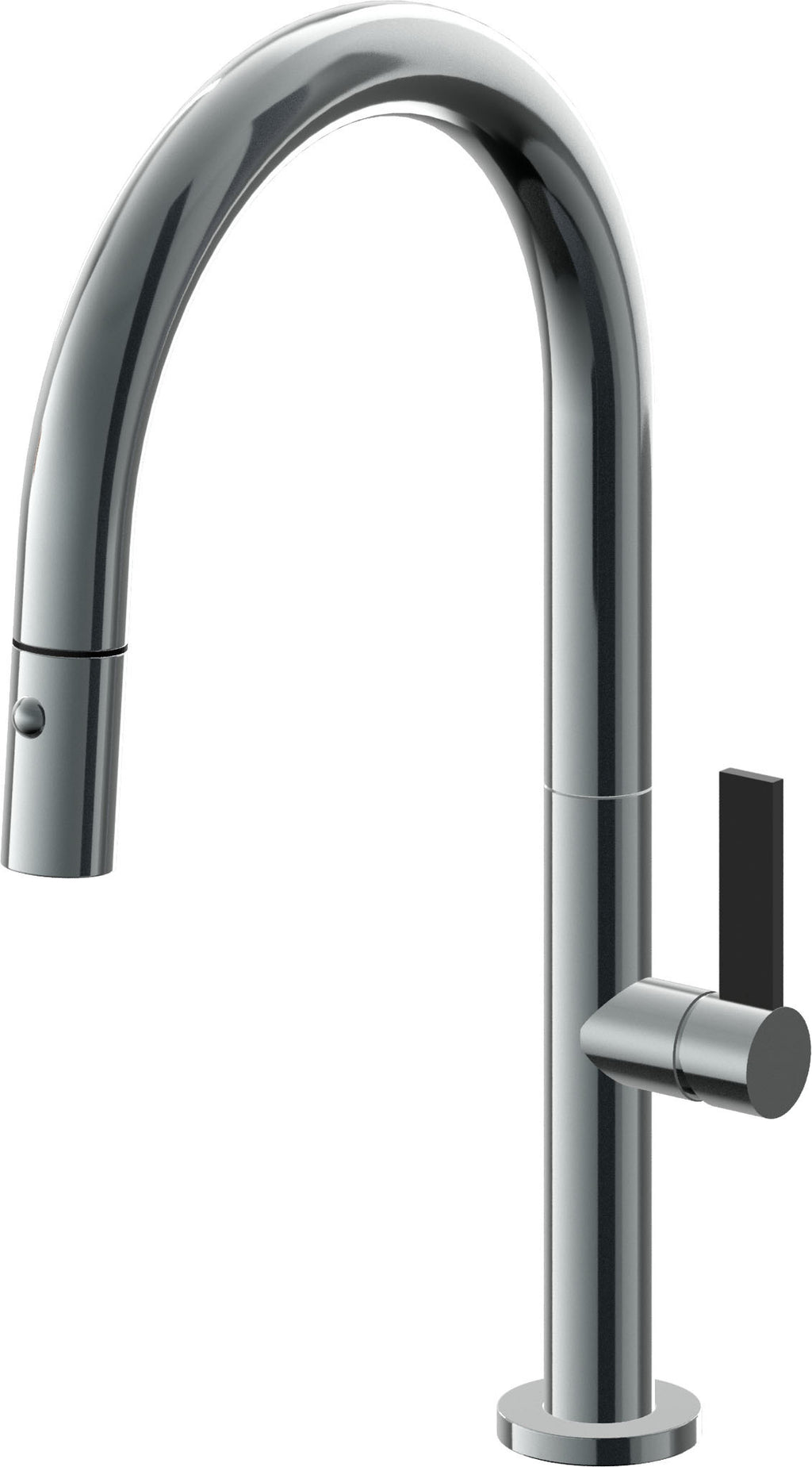 California Faucets Poetto Llave de Cocina Extraible Contemporanea con Rociador de Boton - Pico Bajo en Arco - Níquel Negro