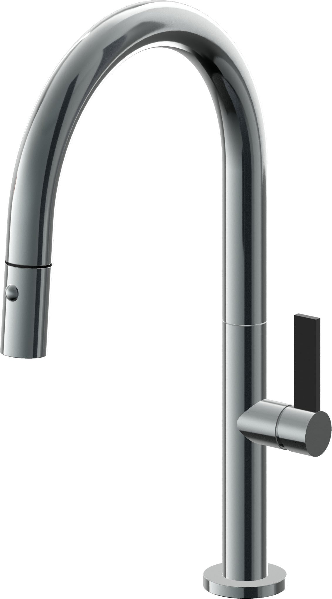 California Faucets Poetto Llave de Cocina Extraible Contemporanea con Rociador de Boton - Pico Bajo en Arco - Níquel Negro