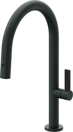 California Faucets Poetto Llave de Cocina Extraible Contemporanea con Rociador de Boton - Pico Bajo en Arco - Carbón