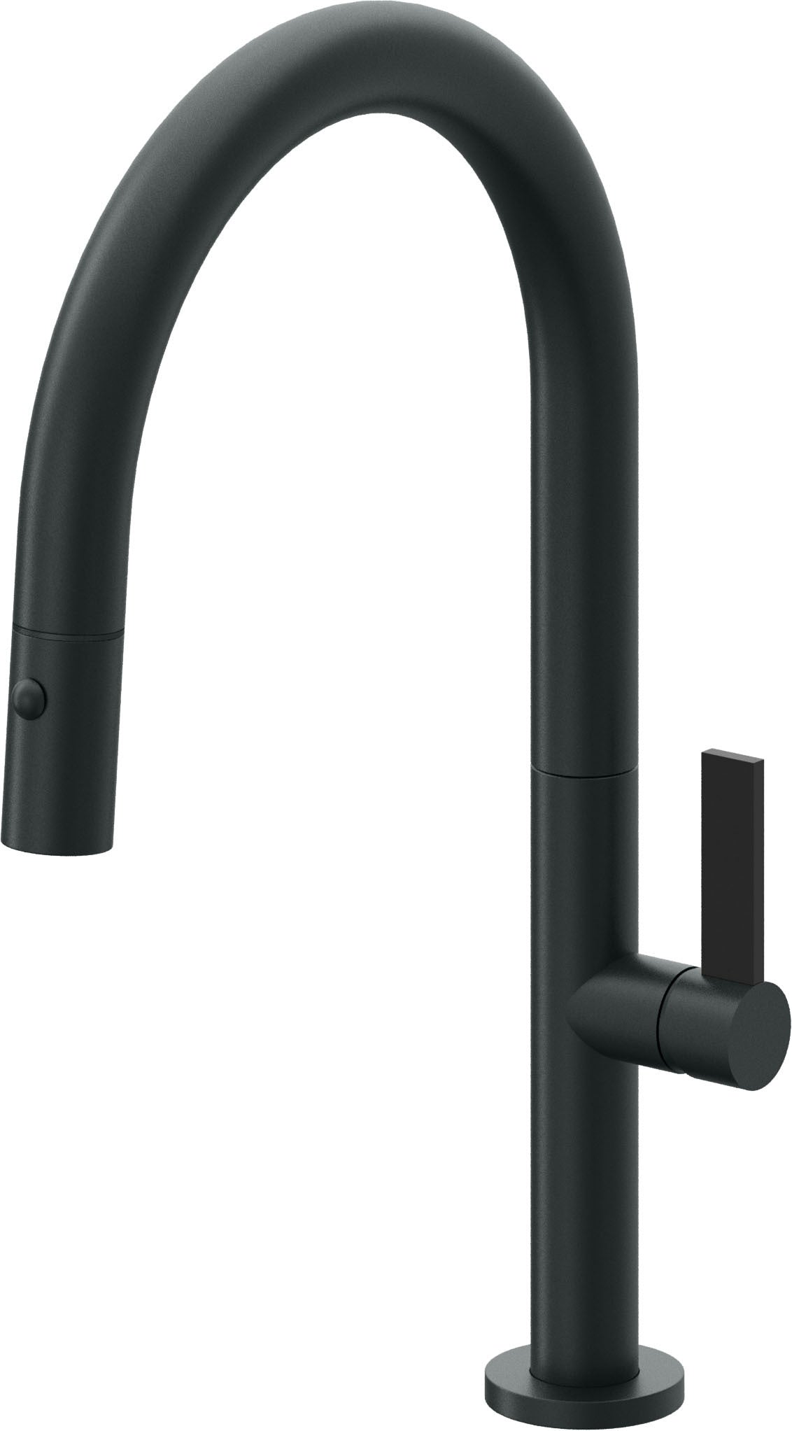 California Faucets Poetto Llave de Cocina Extraible Contemporanea con Rociador de Boton - Pico Bajo en Arco - Carbón