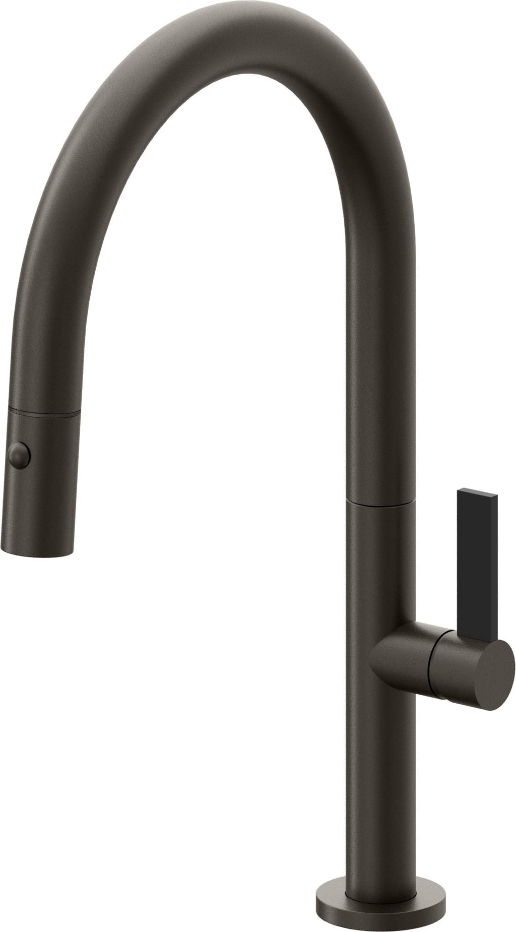 California Faucets Poetto Llave de Cocina Extraible Contemporanea con Rociador de Boton - Pico Bajo en Arco - Bronce Oscuro
