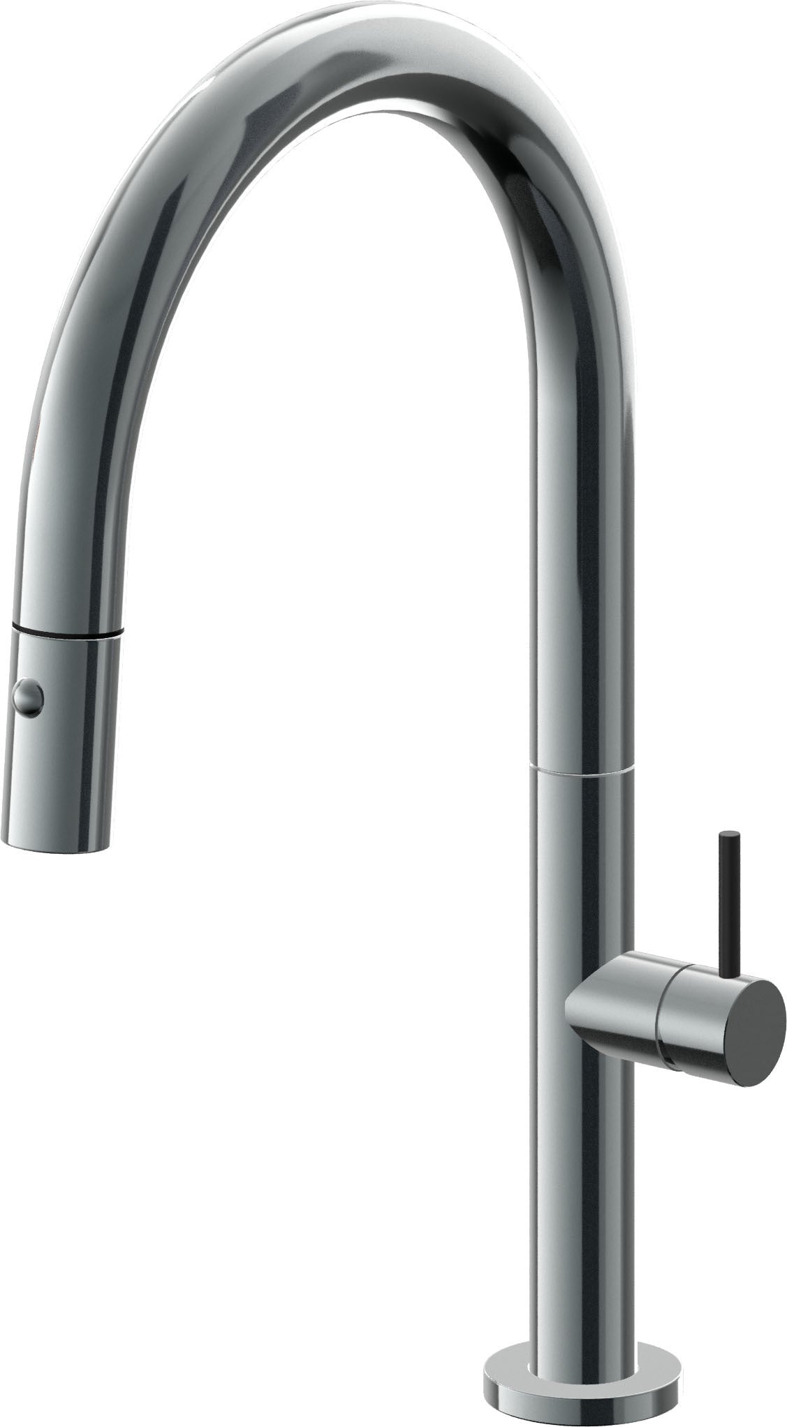 California Faucets Poetto Llave de Cocina Extraible Contemporanea con Rociador de Boton - Pico Bajo en Arco - Níquel Negro