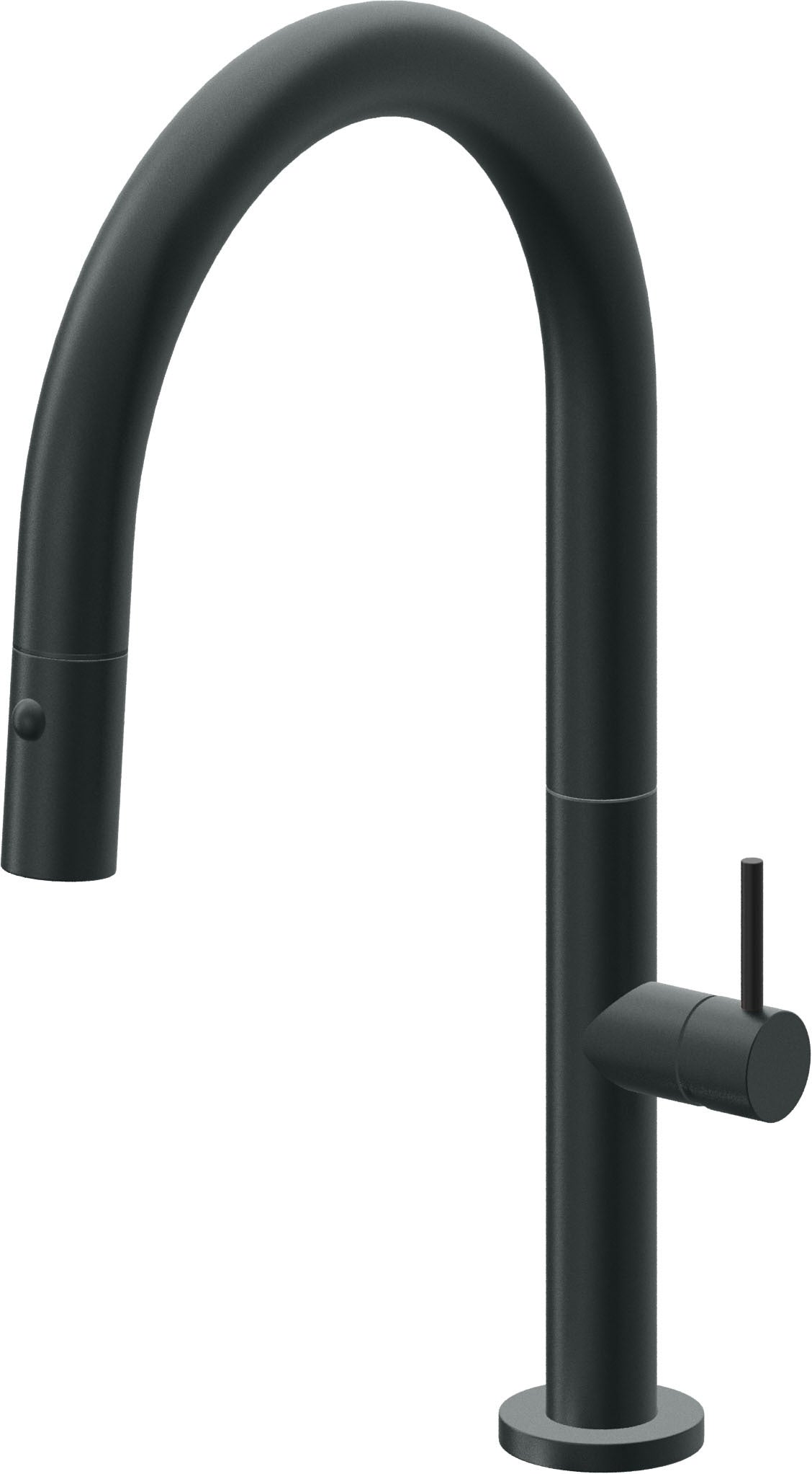 California Faucets Poetto Llave de Cocina Extraible Contemporanea con Rociador de Boton - Pico Bajo en Arco - Carbón
