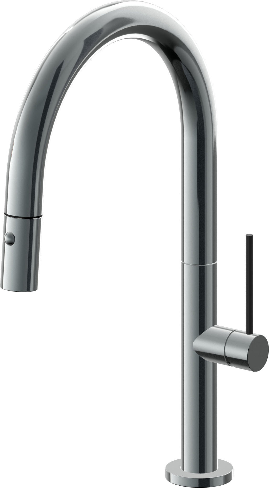 California Faucets Poetto Llave de Cocina Extraible Contemporanea con Rociador de Boton - Pico Bajo en Arco - Níquel Negro