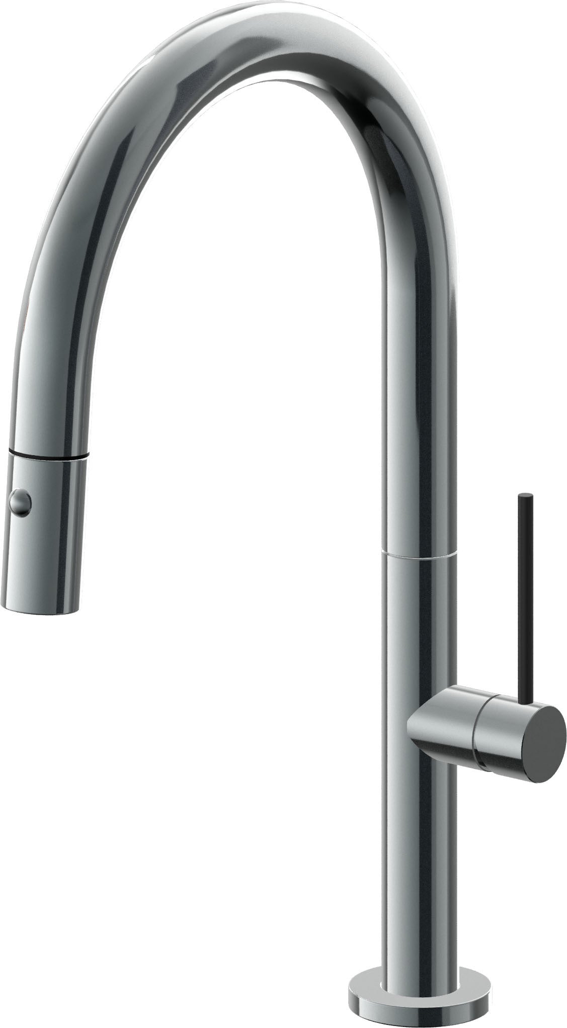 California Faucets Poetto Llave de Cocina Extraible Contemporanea con Rociador de Boton - Pico Bajo en Arco - Níquel Negro