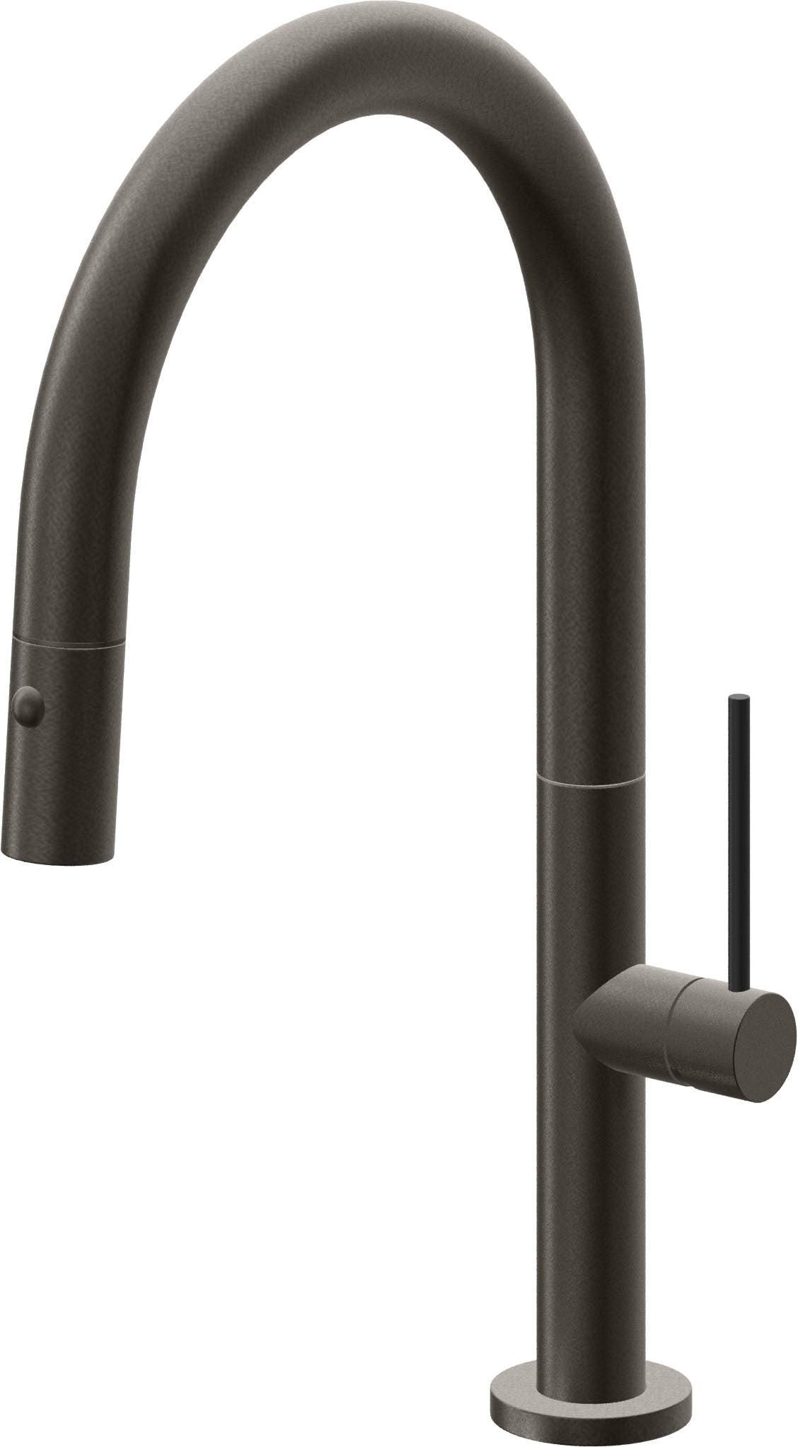 California Faucets Poetto Llave de Cocina Extraible Contemporanea con Rociador de Boton - Pico Bajo en Arco - Bronce Oscuro