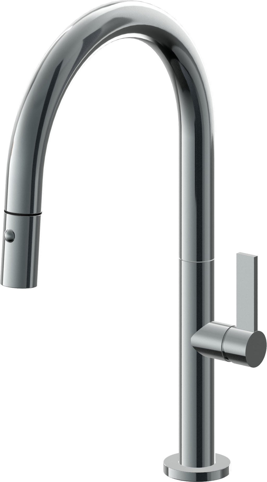 California Faucets Poetto Llave de Cocina Extraible Contemporanea con Rociador de Boton - Pico Bajo en Arco - Níquel Negro