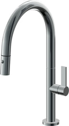 California Faucets Poetto Llave de Cocina Extraible Contemporanea con Rociador de Boton - Pico Bajo en Arco - Níquel Negro