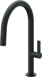 California Faucets Poetto Llave de Cocina Extraible Contemporanea con Rociador de Boton - Pico Bajo en Arco - Carbón