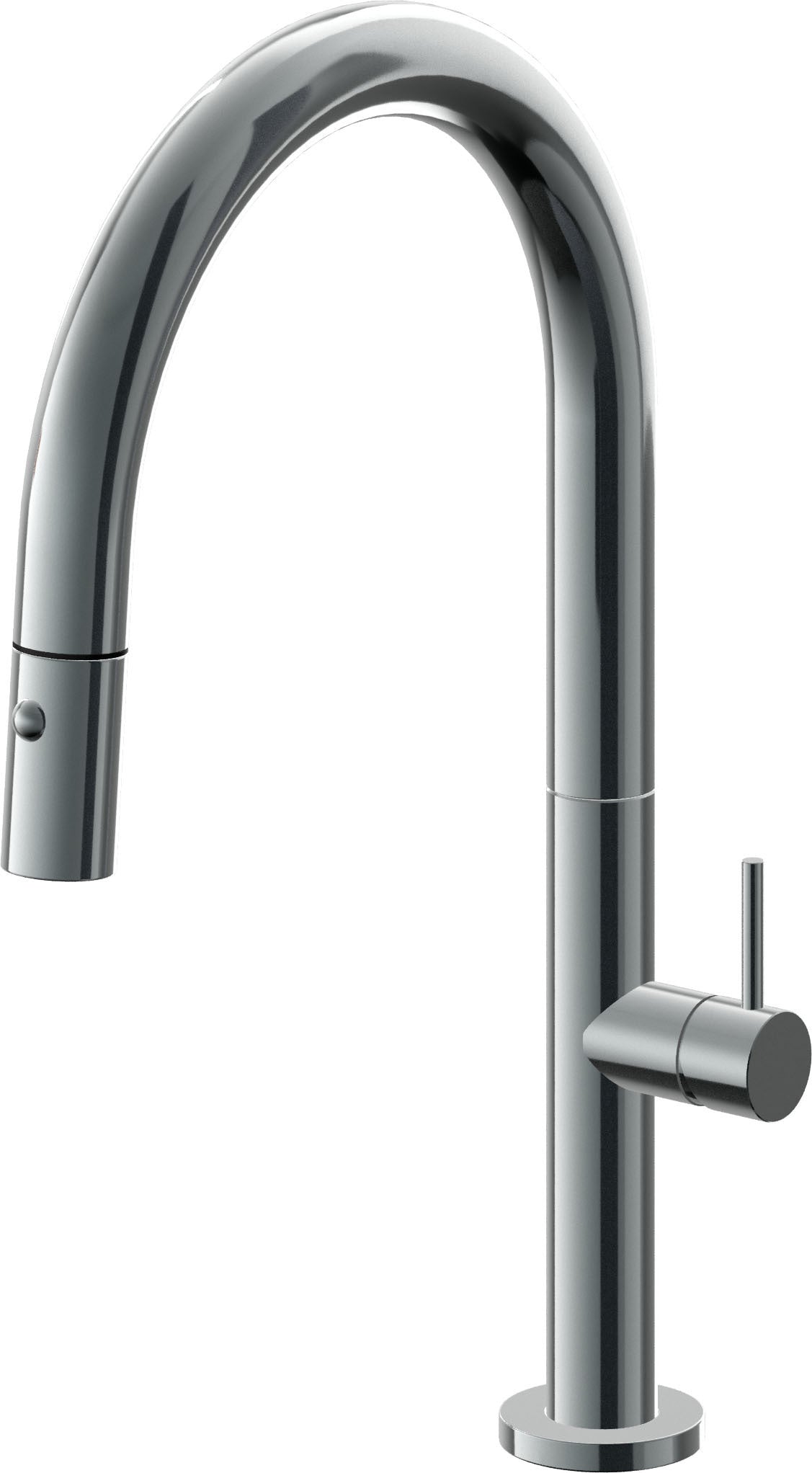 California Faucets Poetto Llave de Cocina Extraible Contemporanea con Rociador de Boton - Pico Bajo en Arco - Níquel Negro