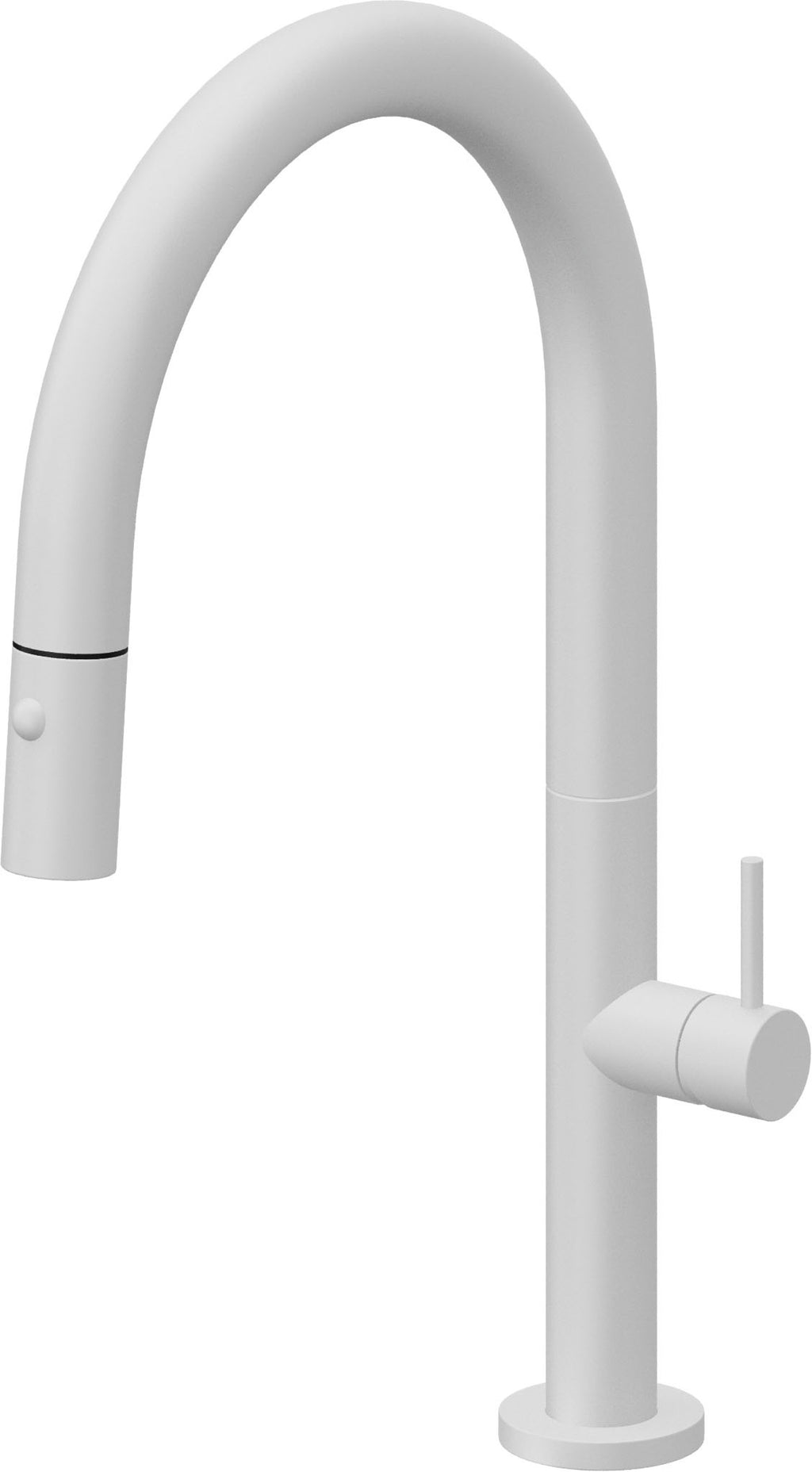 California Faucets Poetto Llave de Cocina Extraible Contemporanea con Rociador de Boton - Pico Bajo en Arco - Blanco Mate