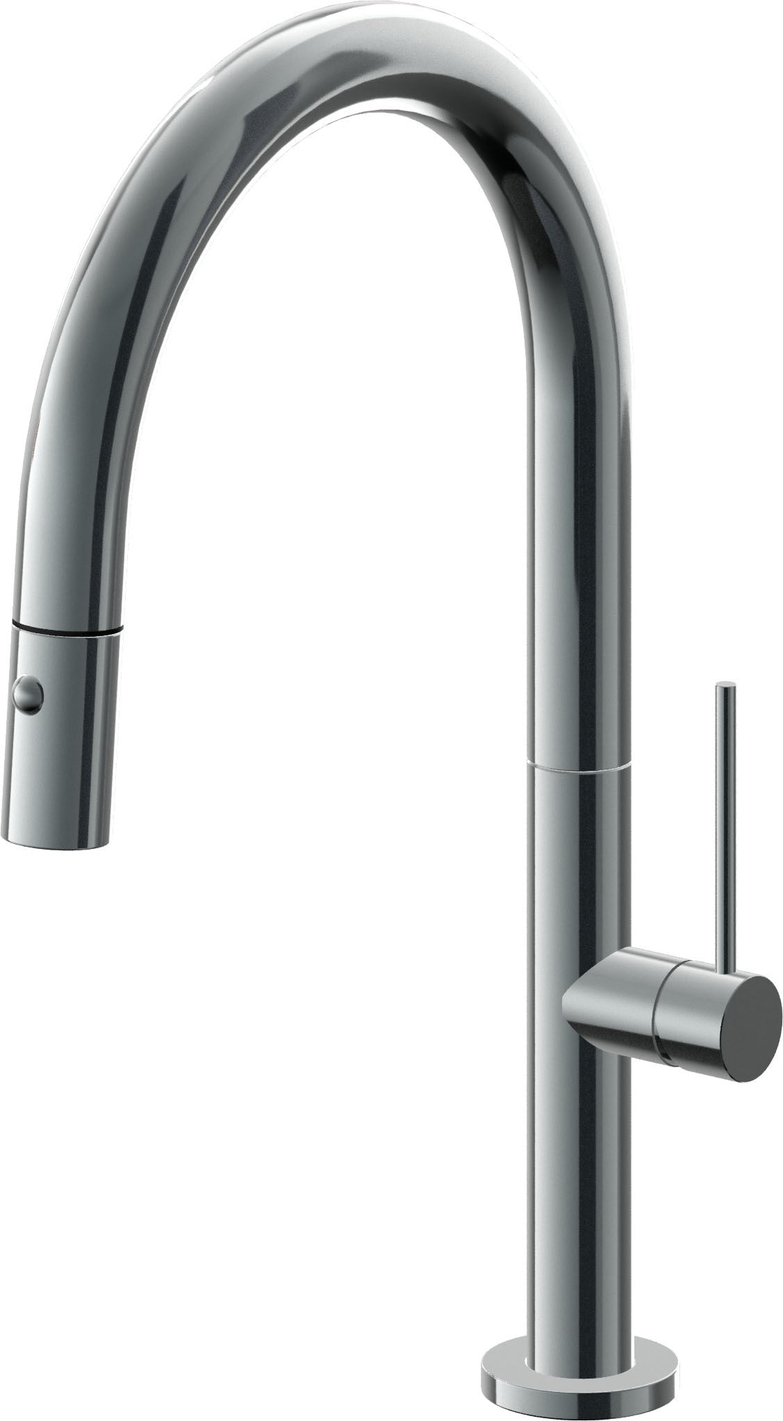 California Faucets Poetto Llave de Cocina Extraible Contemporanea con Rociador de Boton - Pico Bajo en Arco - Níquel Negro