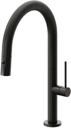 California Faucets Poetto Llave de Cocina Extraible Contemporanea con Rociador de Boton - Pico Bajo en Arco - Negro Mate