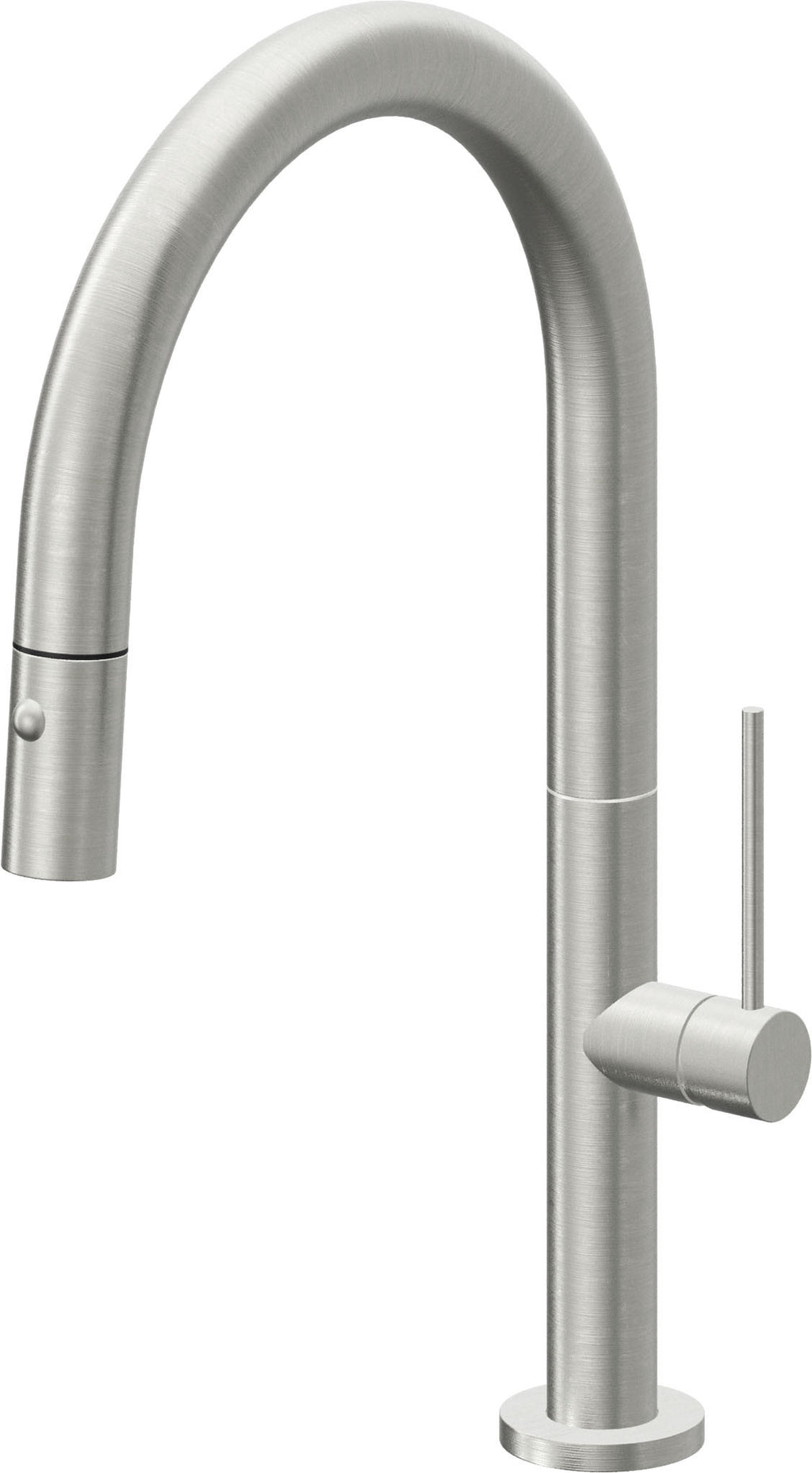California Faucets Poetto Llave de Cocina Extraible Contemporanea con Rociador de Boton - Pico Bajo en Arco - Cromo Satinado
