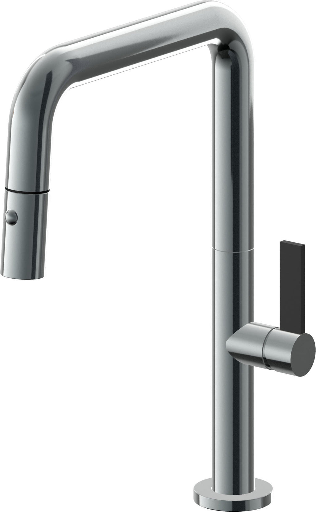 California Faucets Poetto Llave de Cocina Extraible Contemporanea con Rociador de Boton - Pico Cuadruple - Níquel Negro