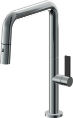 California Faucets Poetto Llave de Cocina Extraible Contemporanea con Rociador de Boton - Pico Cuadruple - Níquel Negro