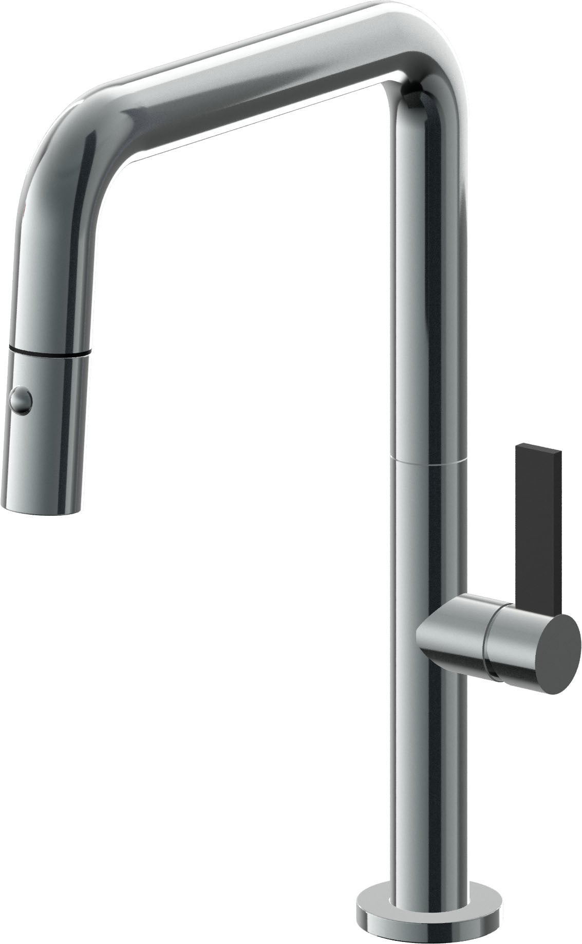 California Faucets Poetto Llave de Cocina Extraible Contemporanea con Rociador de Boton - Pico Cuadruple - Níquel Negro