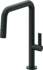 California Faucets Poetto Llave de Cocina Extraible Contemporanea con Rociador de Boton - Pico Cuadruple - Carbón