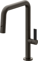 California Faucets Poetto Llave de Cocina Extraible Contemporanea con Rociador de Boton - Pico Cuadruple - Bronce Oscuro