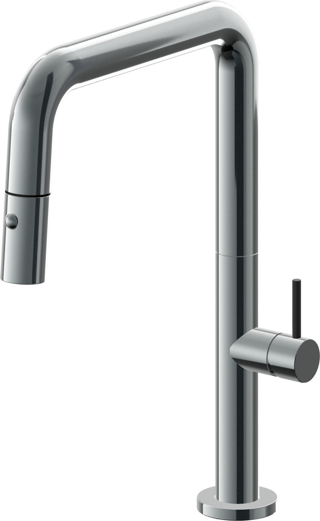 California Faucets Poetto Llave de Cocina Extraible Contemporanea con Rociador de Boton - Pico Cuadruple - Níquel Negro