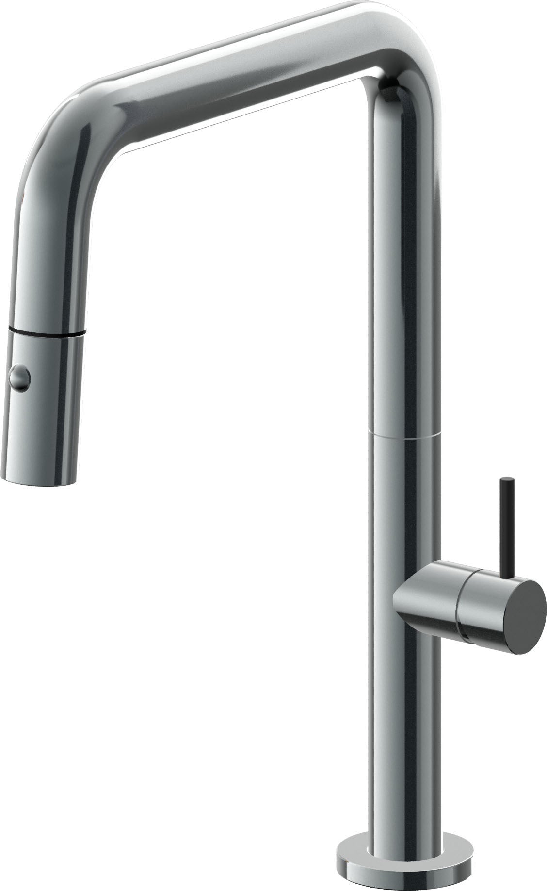 California Faucets Poetto Llave de Cocina Extraible Contemporanea con Rociador de Boton - Pico Cuadruple - Níquel Negro