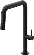 California Faucets Poetto Llave de Cocina Extraible Contemporanea con Rociador de Boton - Pico Cuadruple - Negro Mate