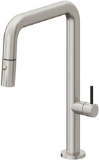 California Faucets Poetto Llave de Cocina Extraible Contemporanea con Rociador de Boton - Pico Cuadruple - Acero Inoxidable Ultra