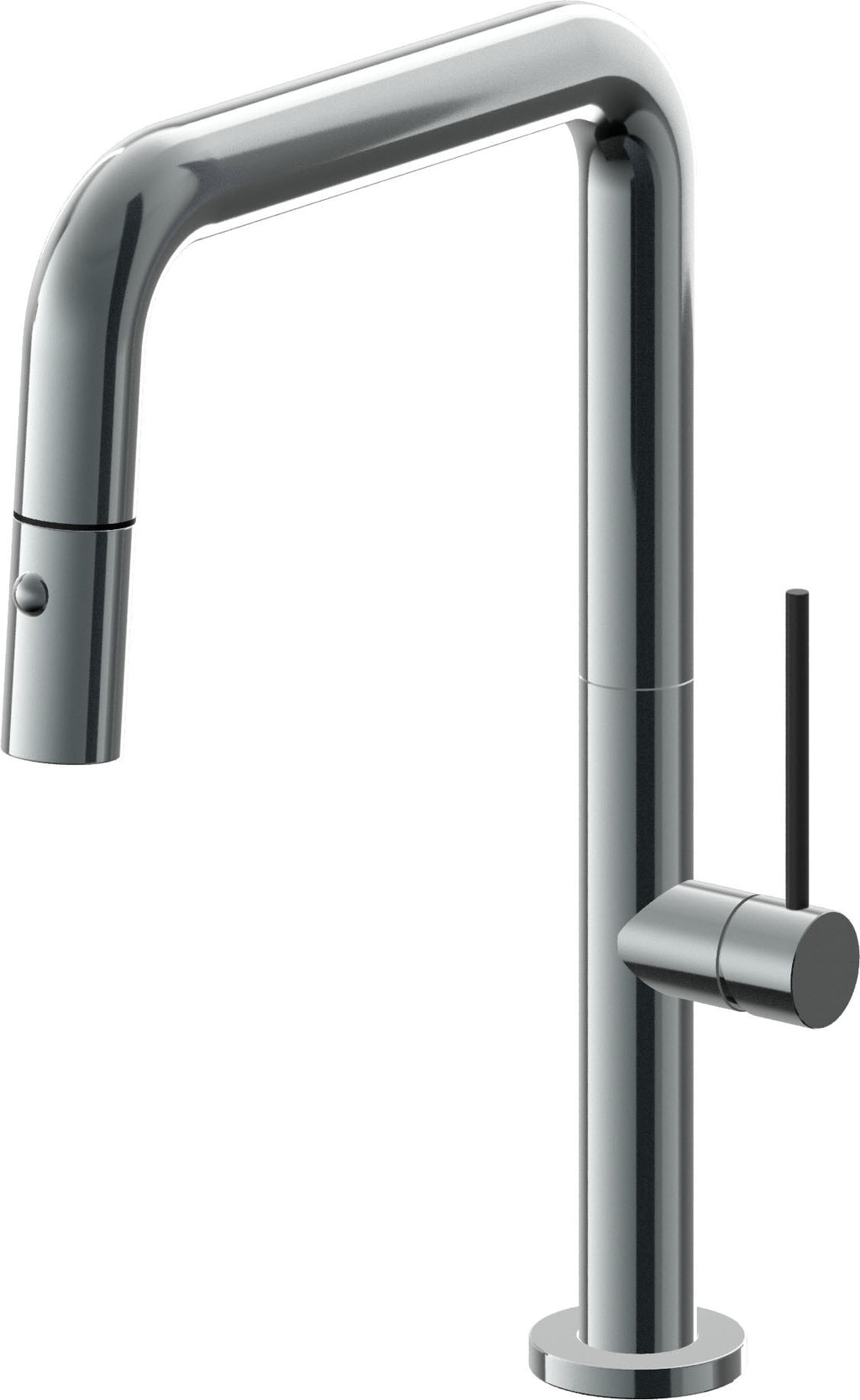 California Faucets Poetto Llave de Cocina Extraible Contemporanea con Rociador de Boton - Pico Cuadruple - Níquel Negro