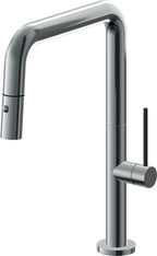 California Faucets Poetto Llave de Cocina Extraible Contemporanea con Rociador de Boton - Pico Cuadruple - Níquel Negro