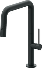 California Faucets Poetto Llave de Cocina Extraible Contemporanea con Rociador de Boton - Pico Cuadruple - Carbón