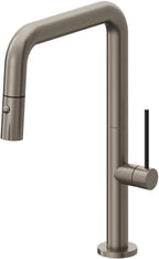 California Faucets Poetto Llave de Cocina Extraible Contemporanea con Rociador de Boton - Pico Cuadruple - Grafito