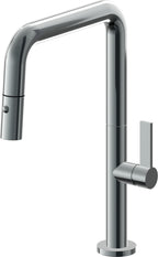 California Faucets Poetto Llave de Cocina Extraible Contemporanea con Rociador de Boton - Pico Cuadruple - Níquel Negro